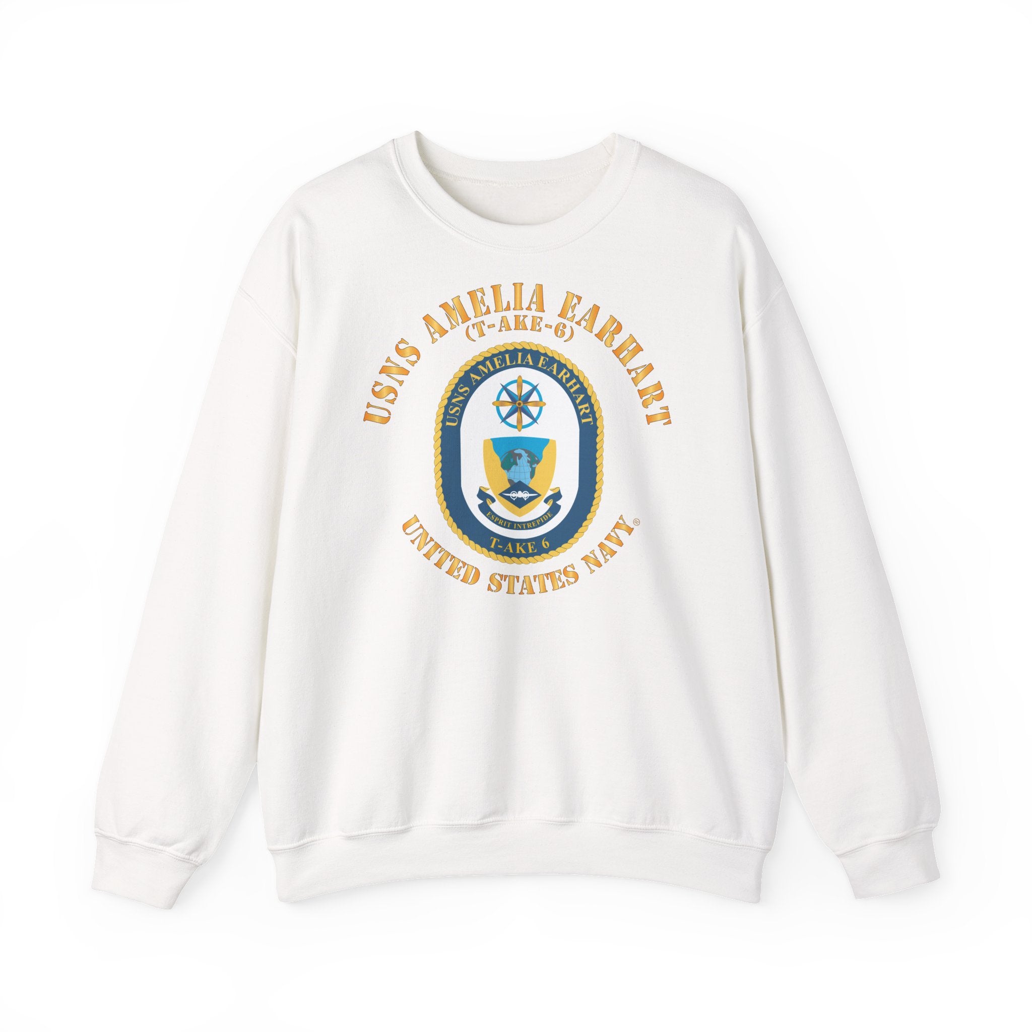 Unisex Heavy Blend™ Crewneck Sweatshirt - Navy - USNS Amelia Earhart (T-AKE 6)