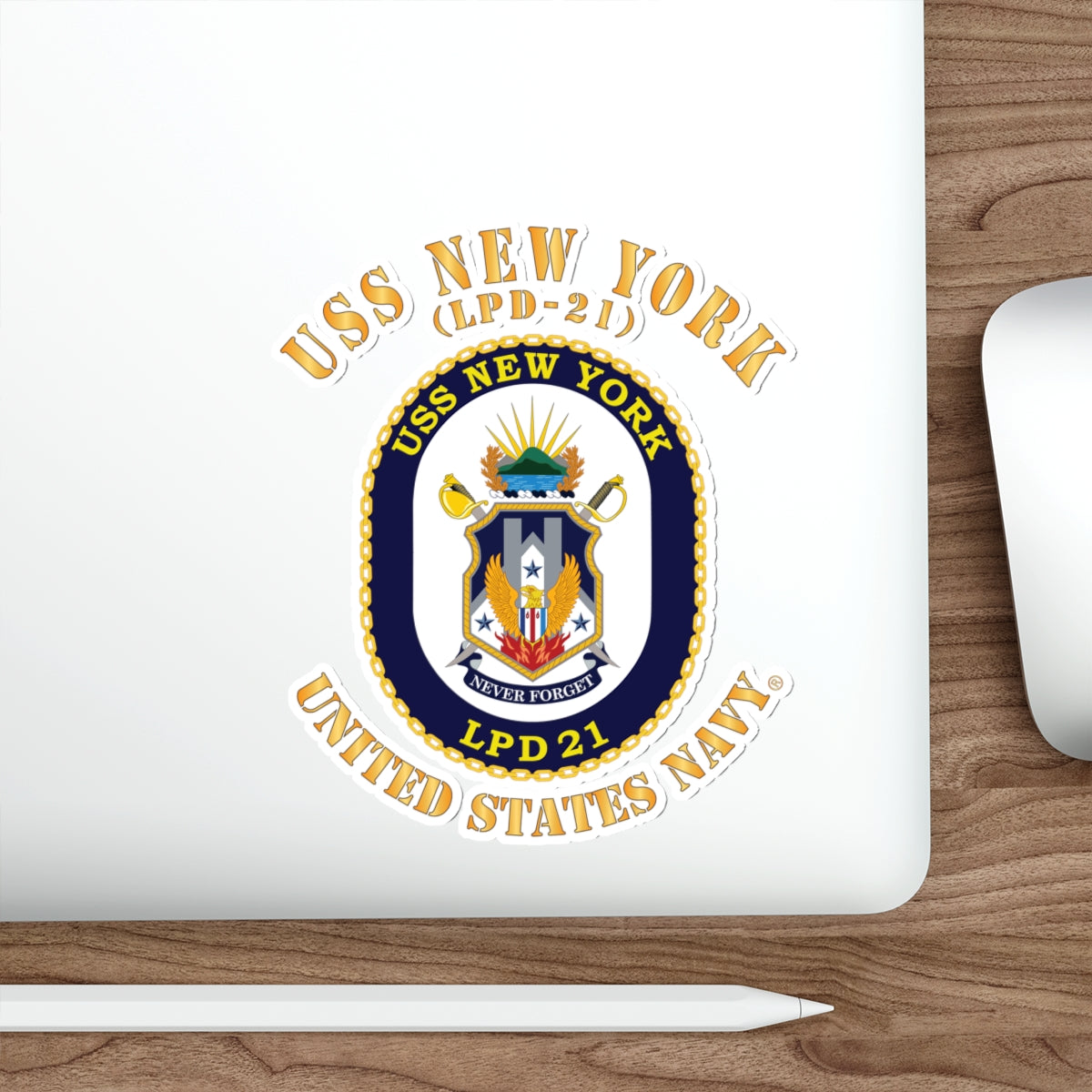 Die-Cut Vinyl Sticker - Navy - USS New York (LPD-21) X 300