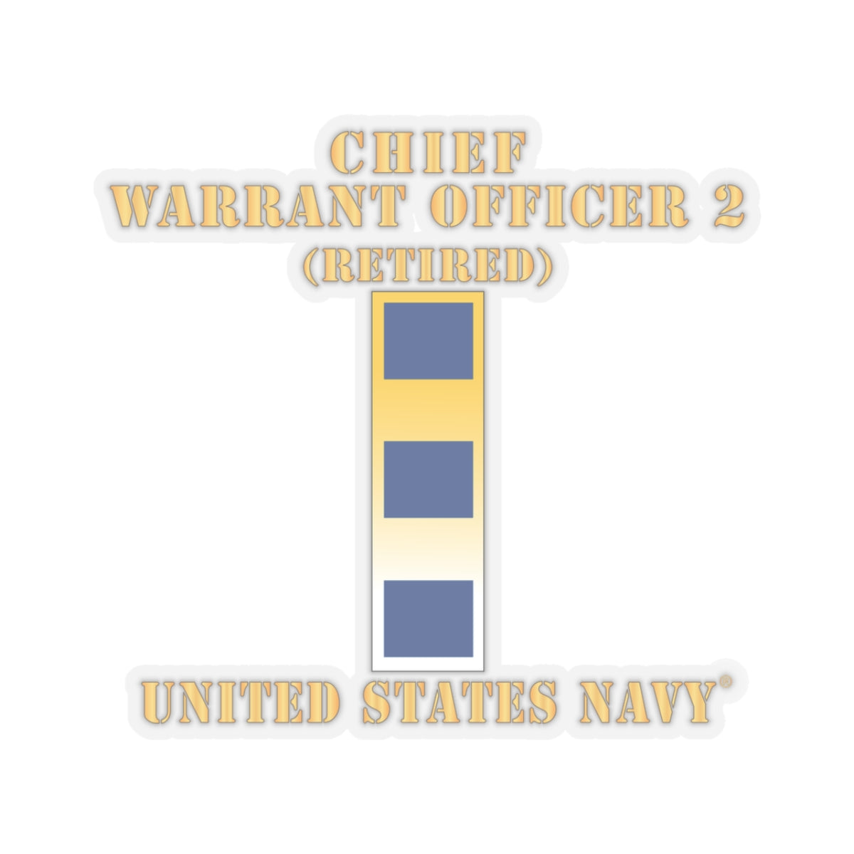 Kiss-Cut Stickers - Navy - Chief Warrant Officer 2 - CW02 - Retired
