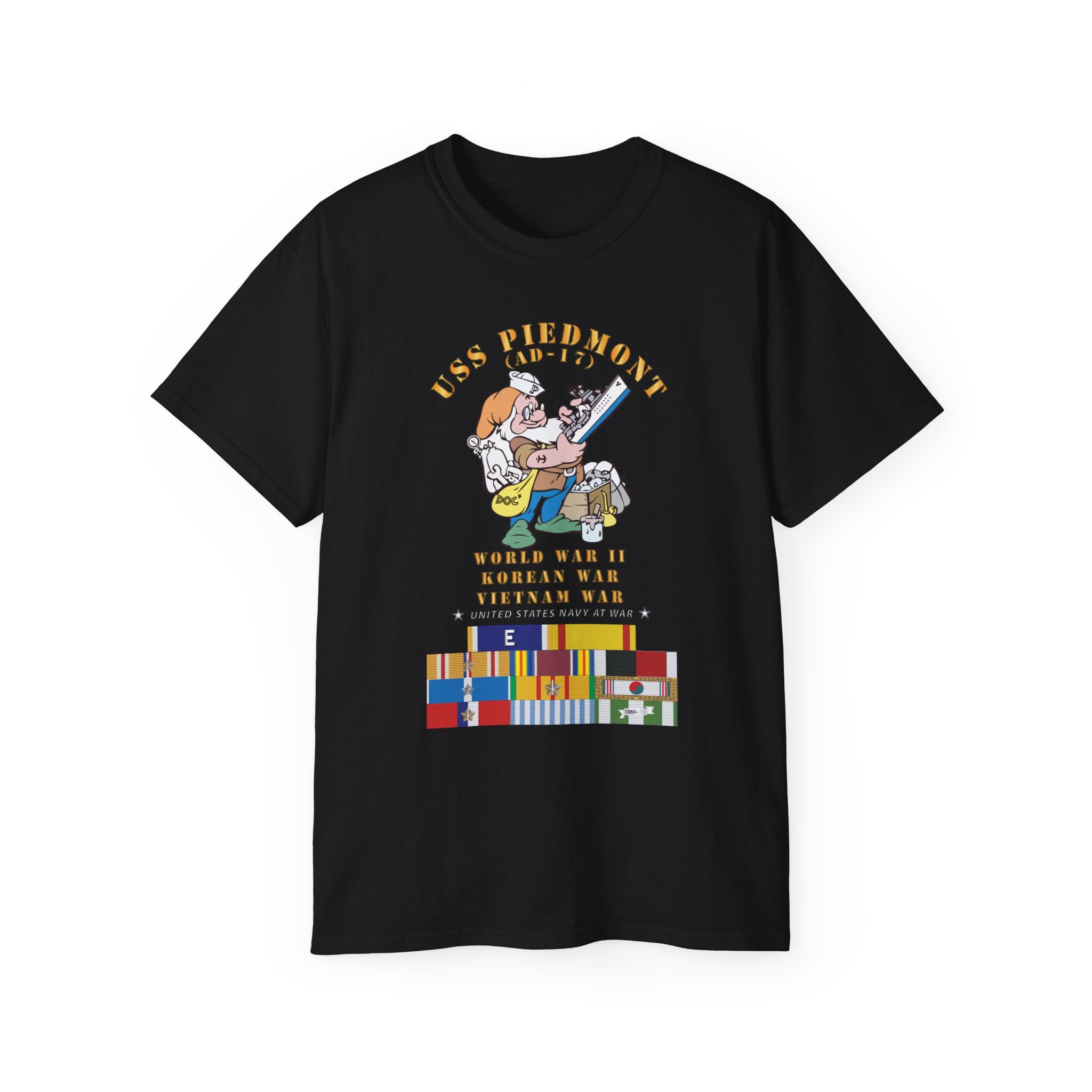 Unisex Ultra Cotton T-Shirt - Navy - USS Piedmont (AD-17) w WWII - KOREA - VN SVC