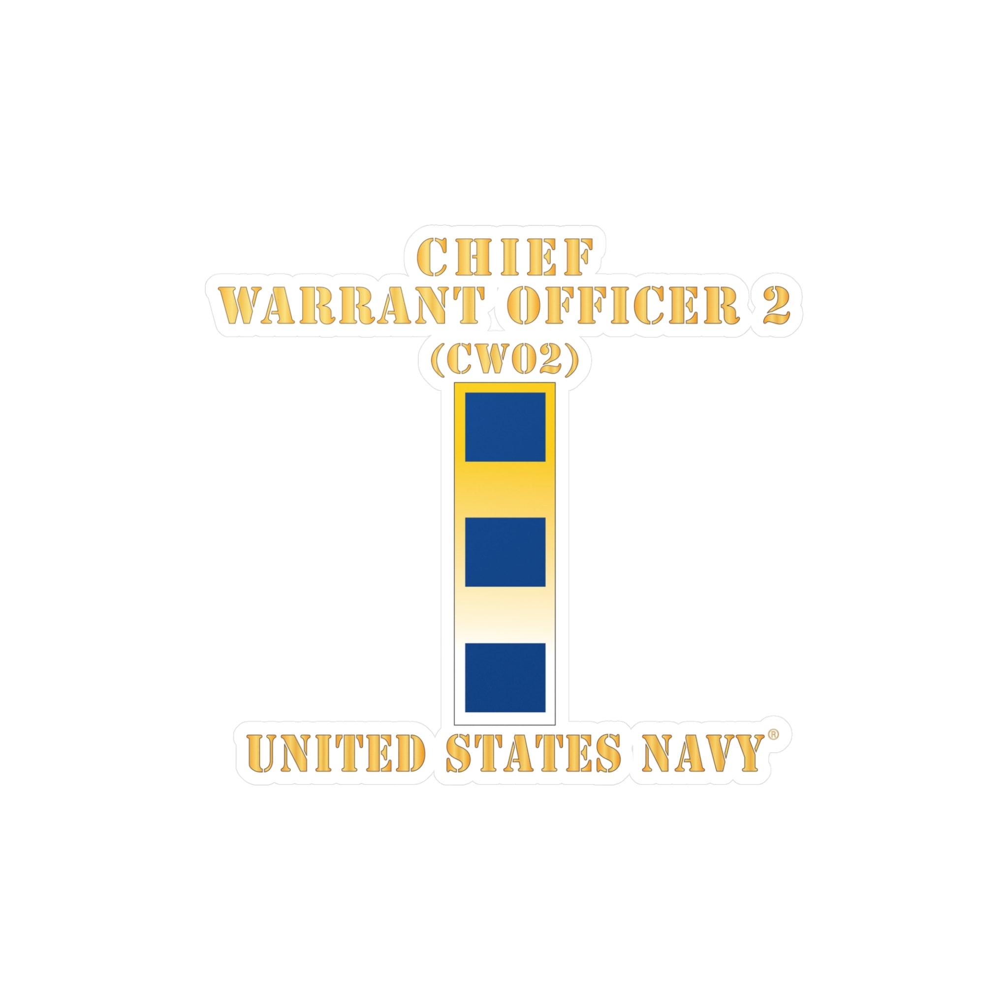 Kiss-Cut Vinyl Decal - Navy - Chief Warrant Officer 2 - CW02