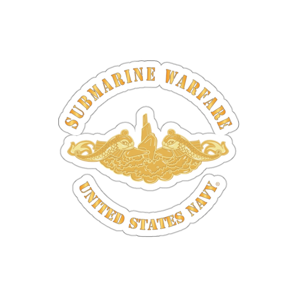 Die-Cut Vinyl Sticker - Navy - Submarine Badge - Gold