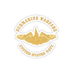 Die-Cut Vinyl Sticker - Navy - Submarine Badge - Gold