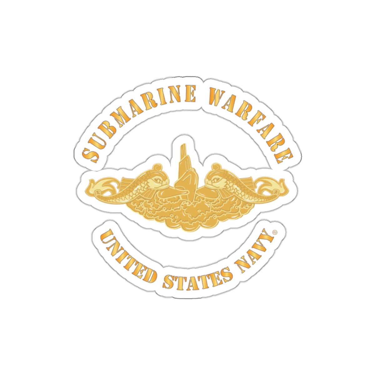 Die-Cut Vinyl Sticker - Navy - Submarine Badge - Gold
