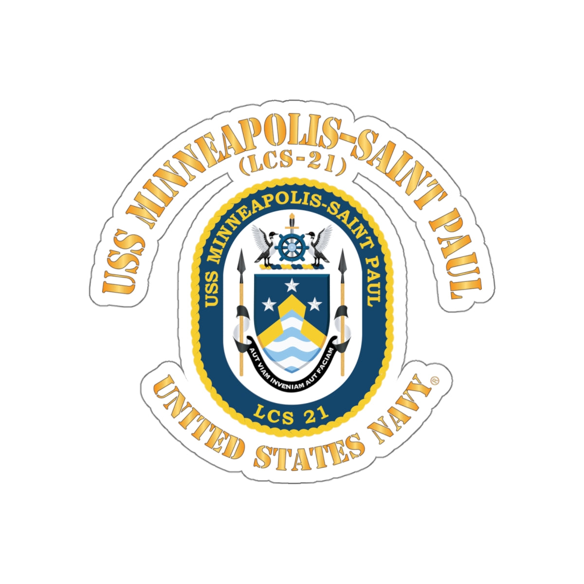 Die-Cut Vinyl Sticker - Navy - USS Minneapolis–Saint Paul (LCS-21)