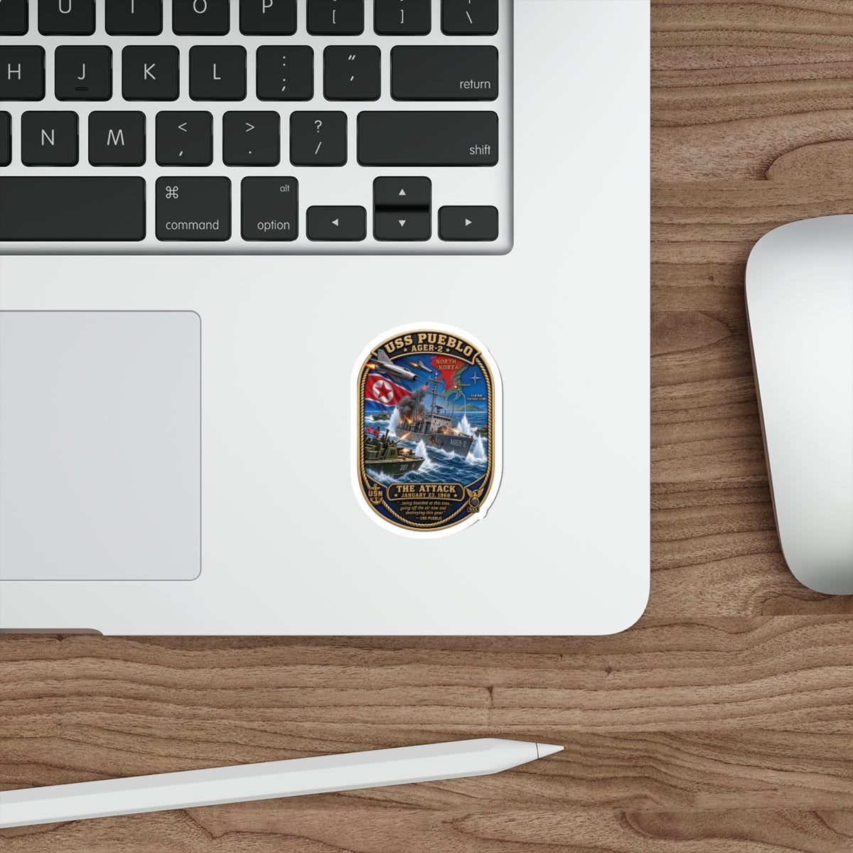 Die-Cut Vinyl Sticker - USS Pueblo Attack-Defense Commemorative Patch