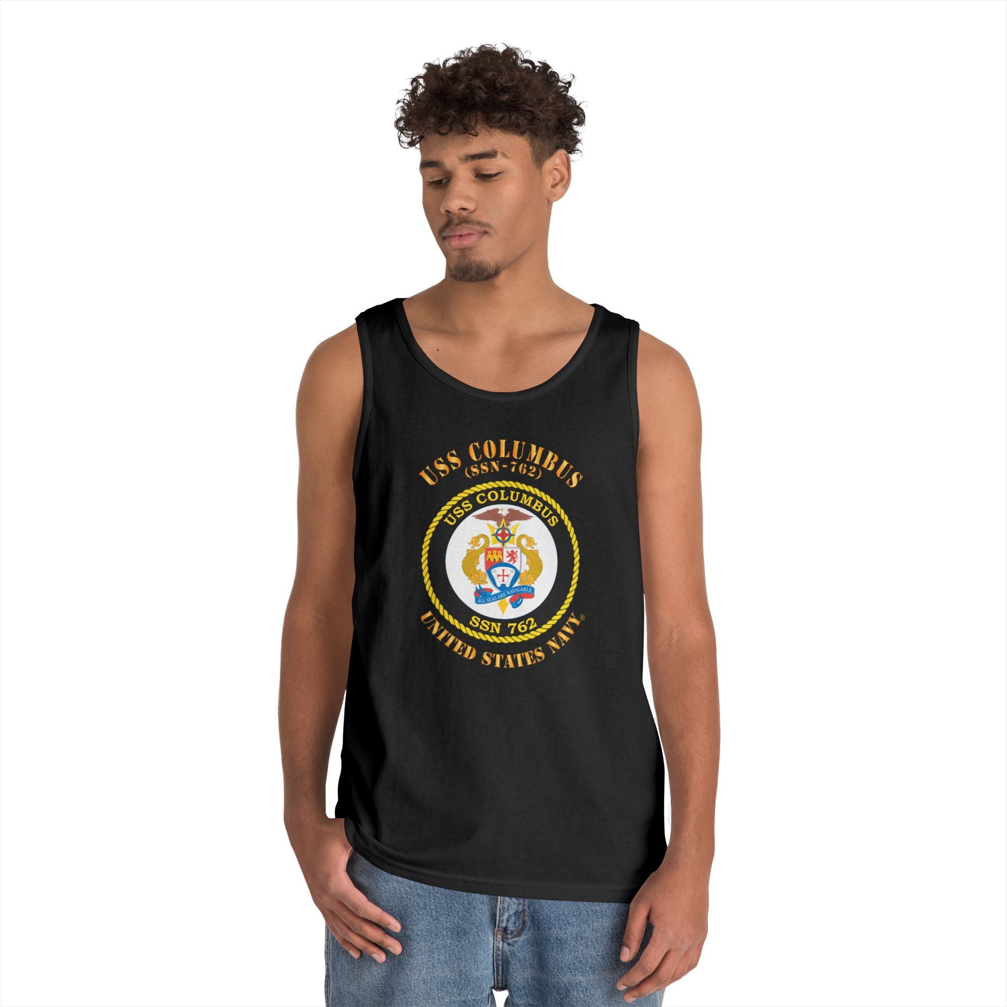 Unisex Heavy Cotton Tank Top - Navy - USS Columbus (SSN-762)