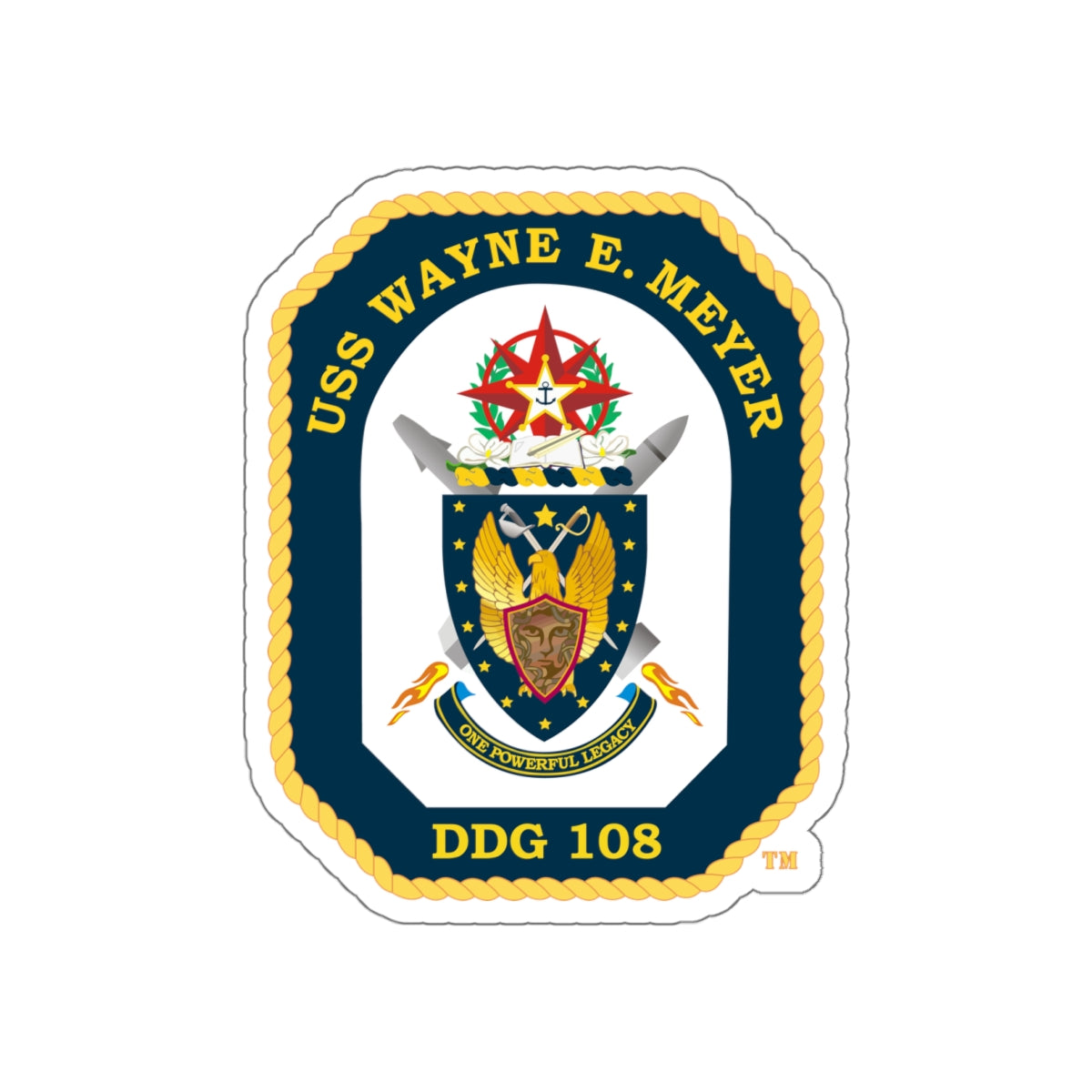 Die-Cut Vinyl Sticker - Navy - USS Wayne E. Meyer (DDG-108) wo txt X 300
