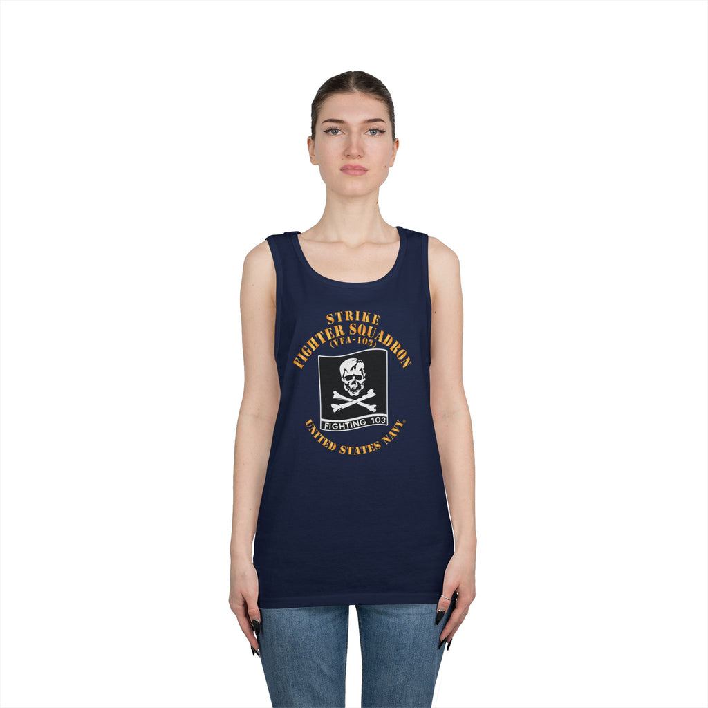 Unisex Heavy Cotton Tank Top - Navy - Strike Fighter Squadron 103 (VFA-103)