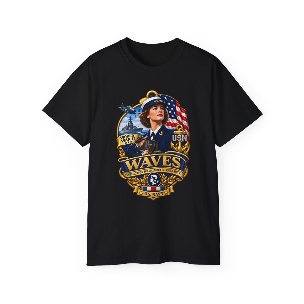 Unisex Ultra Cotton T-Shirt - WAVES - Women Accepted for Volunteer Emergency Service WWII - 3D - Enhanced