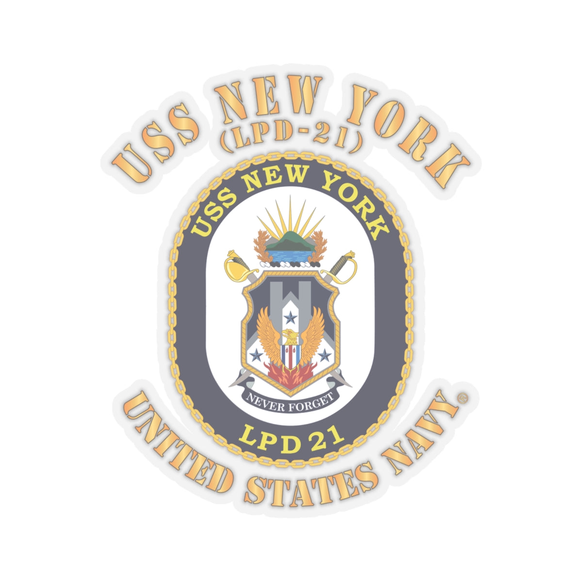 Kiss-Cut Stickers - Navy - USS New York (LPD-21) X 300