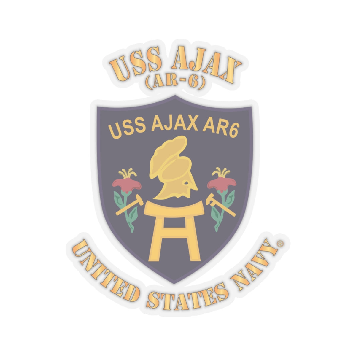 Kiss-Cut Stickers - Navy -  USS Ajax (AR-6)