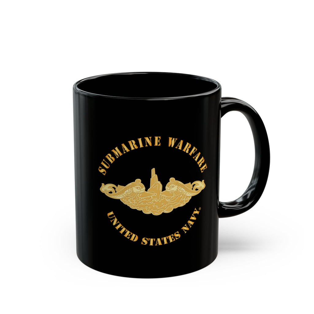 Black Mug (11oz, 15oz) - Navy - Submarine Badge - Gold
