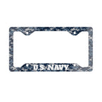 Metal License Plate Frame – US Navy Blue Floral Camo Car Accessory