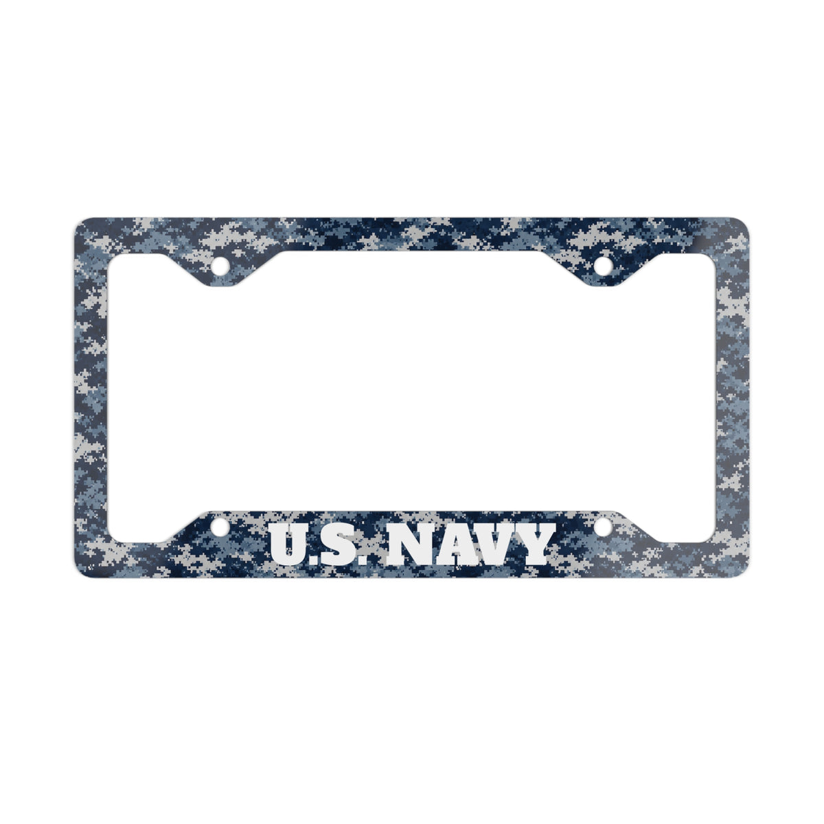 Metal License Plate Frame – US Navy Blue Floral Camo Car Accessory