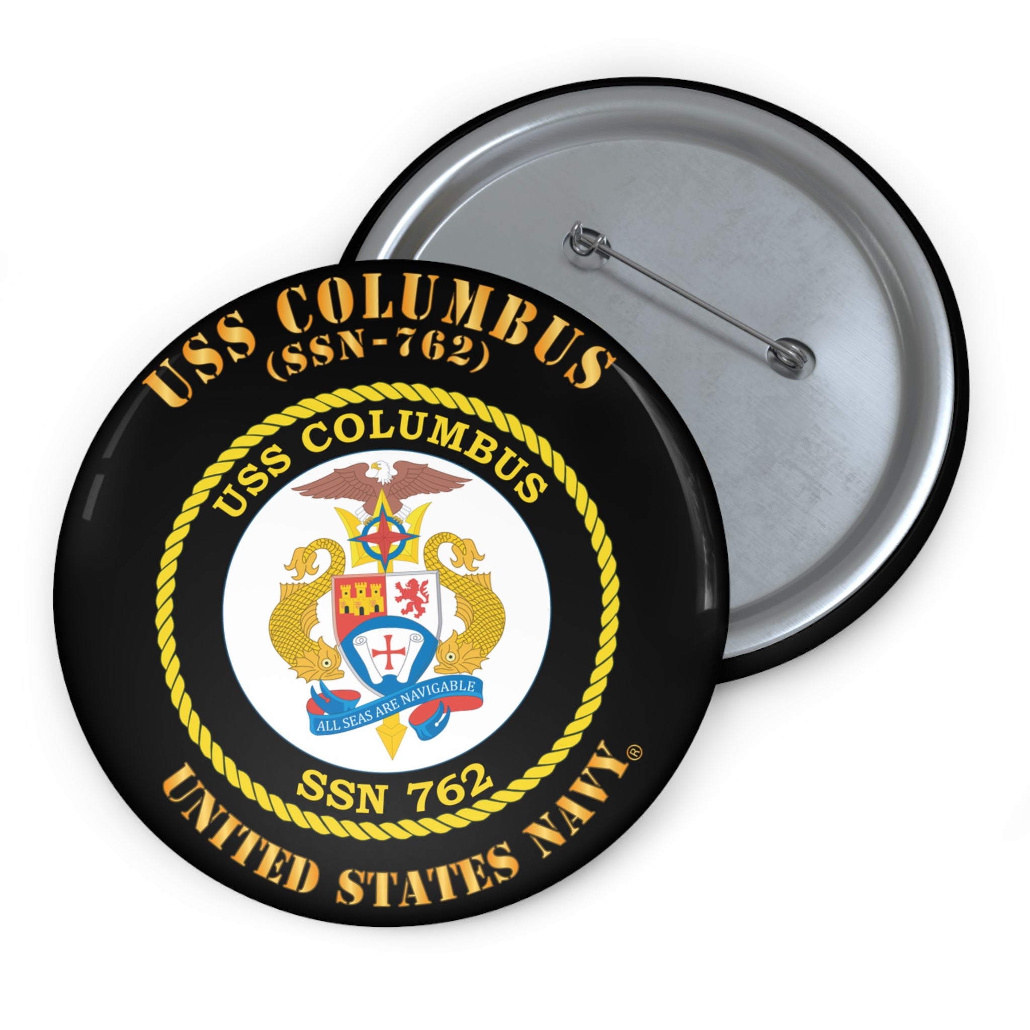 Custom Pin Button - Navy - USS Columbus (SSN-762)