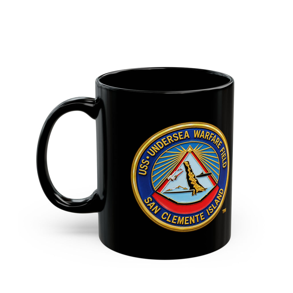 Black Mug (11oz, 15oz) - Navy - USS Undersea Warfare Field - San Clemente Island - Crest - 3D - Enhanced