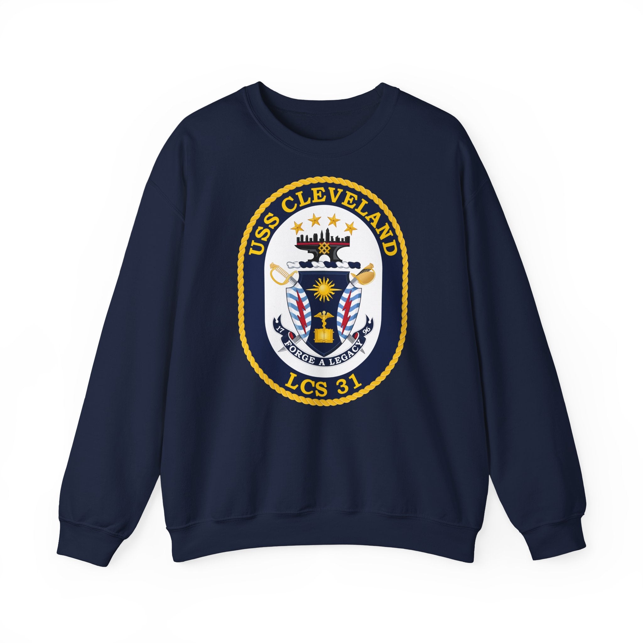 Unisex Heavy Blend™ Crewneck Sweatshirt - Navy - USS Cleveland (LCS-31) wo txt