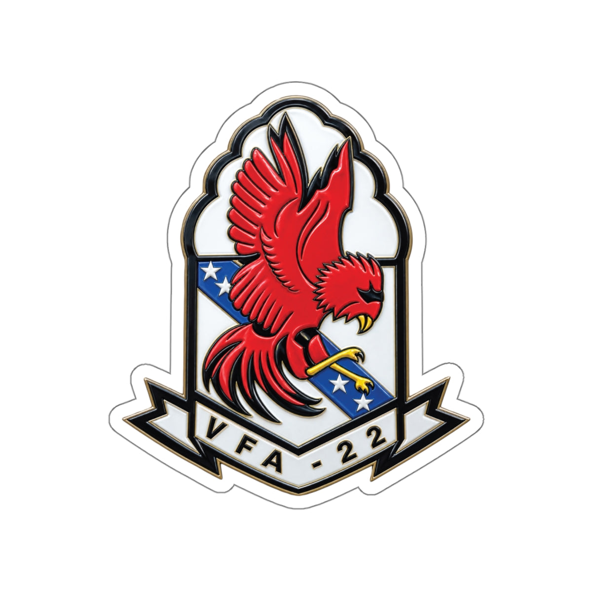 Die-Cut Vinyl Sticker - Strike Fighter Squadron 22nd - SSI without Txt - Fighting Redcocks - 3D - Enhanced