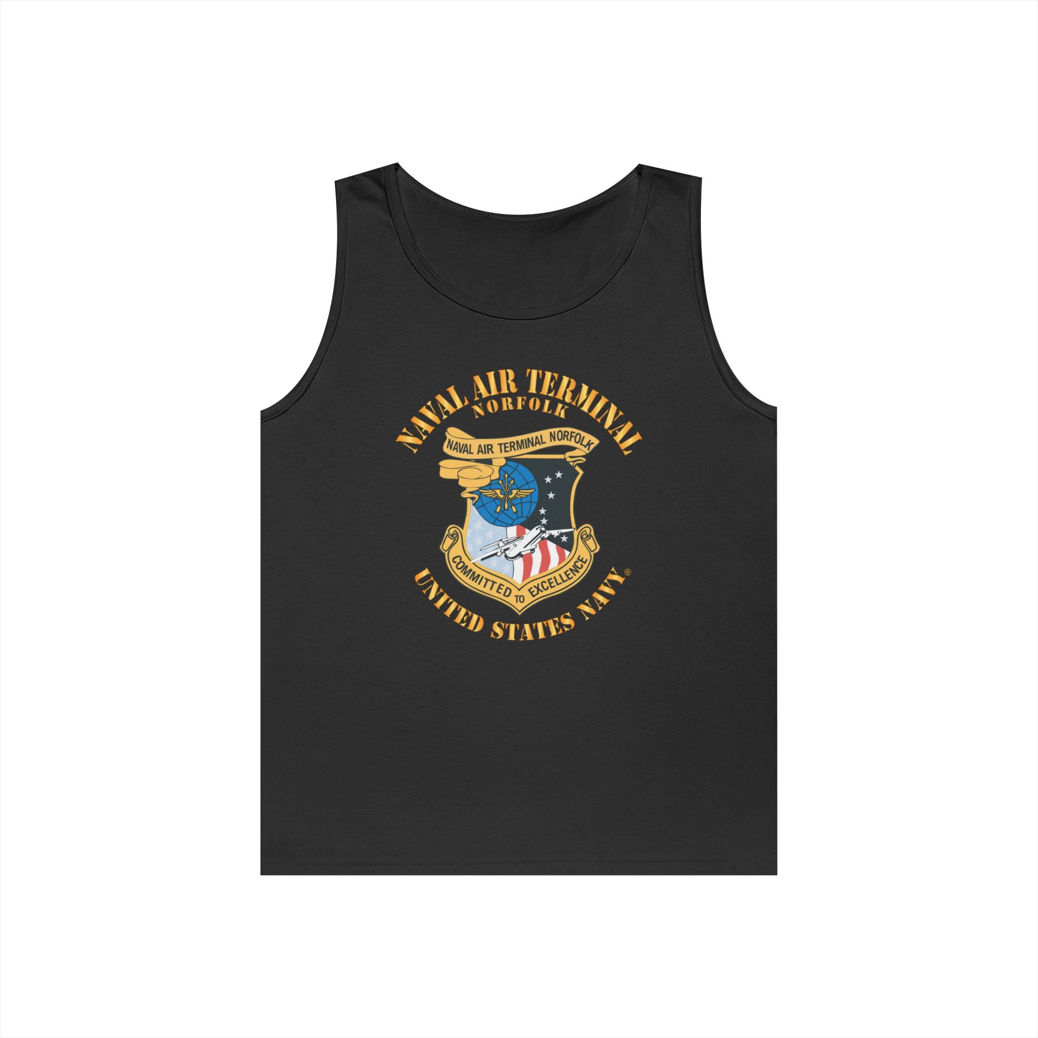 Unisex Heavy Cotton Tank Top - Navy - Naval Air Terminal Norfolk