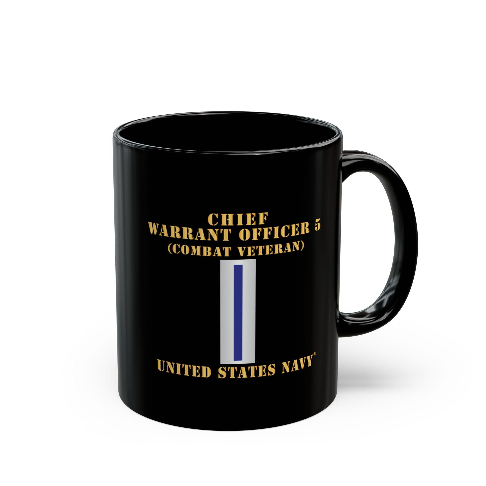 Black Mug (11oz, 15oz) - Navy - Chief Warrant Officer 5 - CW05 - Combat Veteran