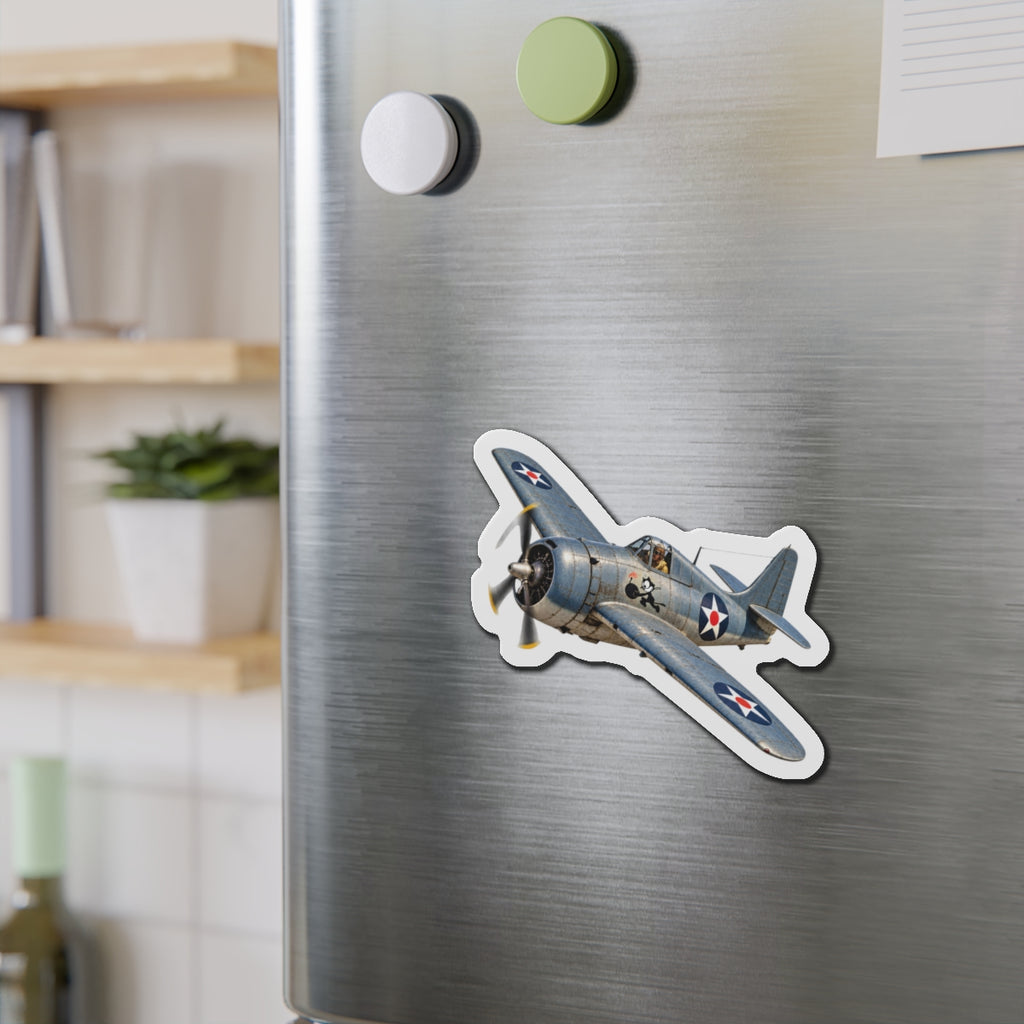Die-Cut Magnet - NAVY - VF - 3 - Wildcat w FELIX WWI Insignia - 3D - Enhanced