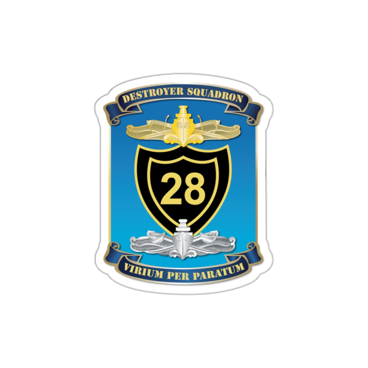 Die-Cut Vinyl Sticker - Navy - Destroyer Squadron 28 (DESRON-28) wo Txt