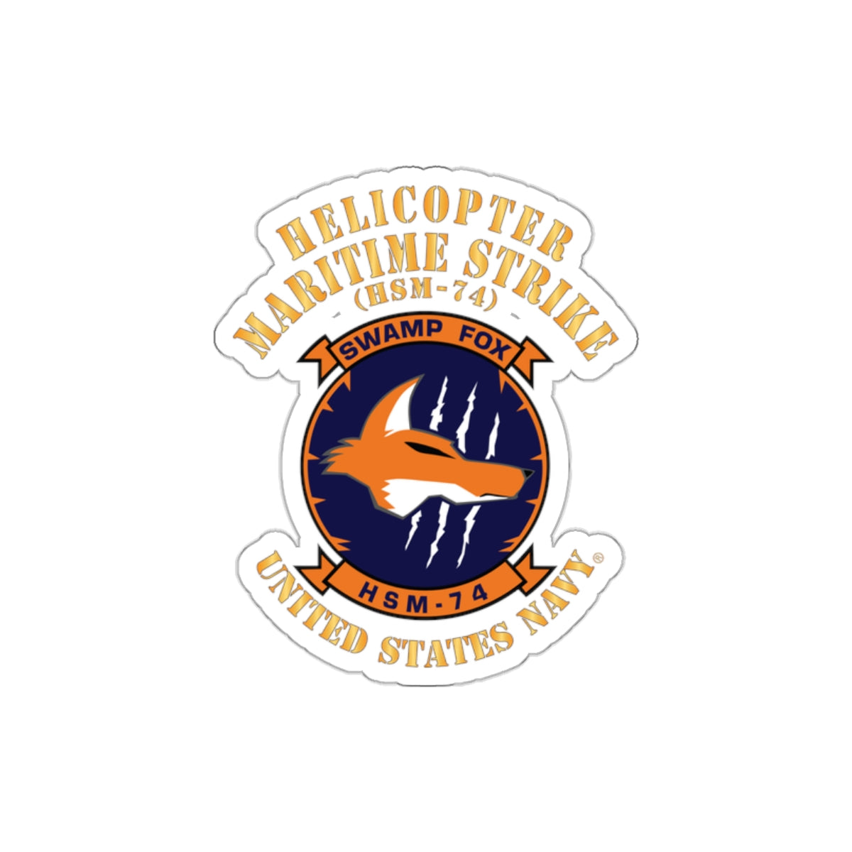 Die-Cut Vinyl Sticker - Navy - Helicopter Maritime Strike Seven Four (HSM-74)