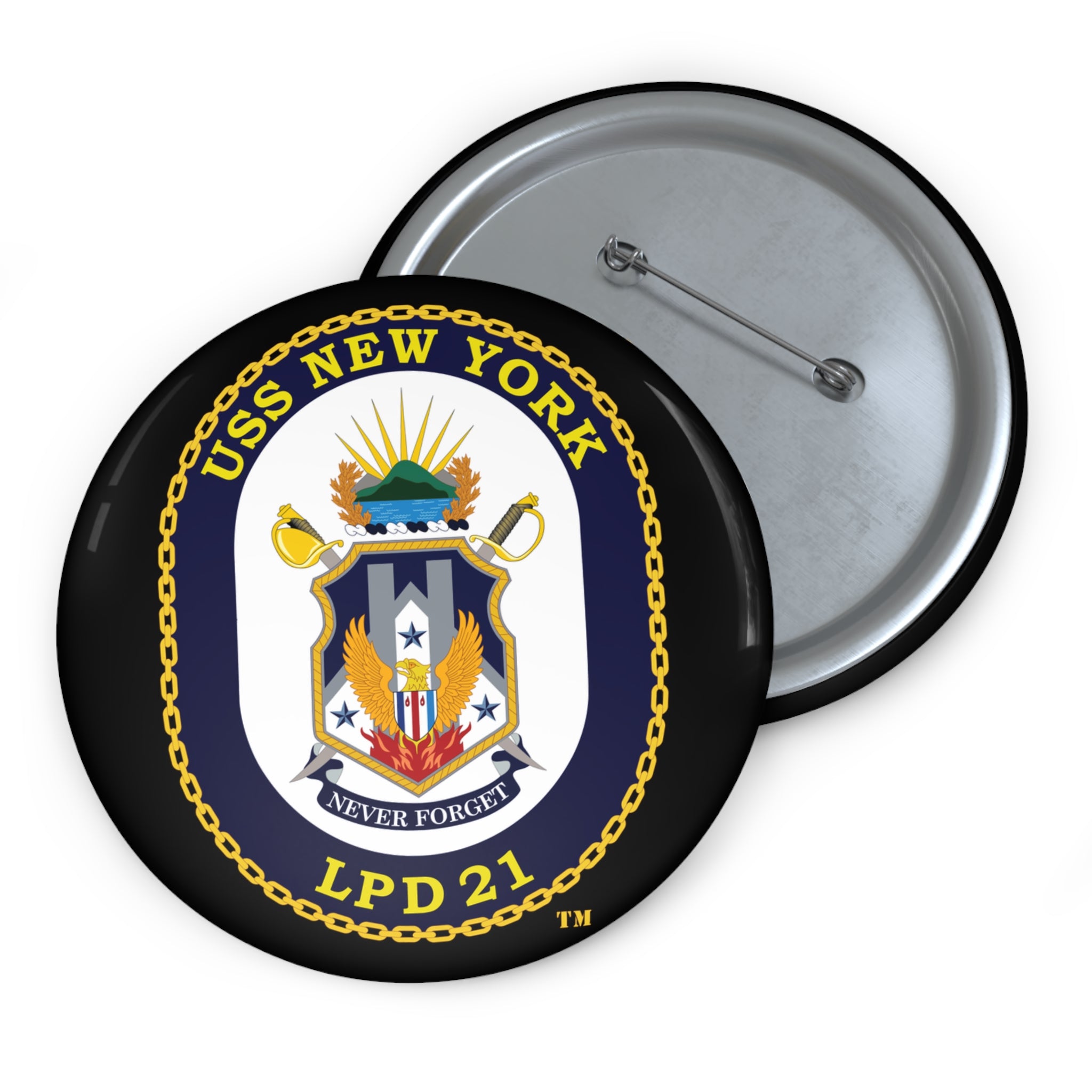 Custom Pin Button - Navy - USS New York (LPD-21) wo txt