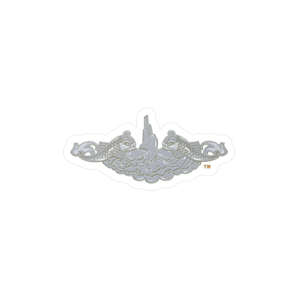 Kiss-Cut Vinyl Decal - Navy - Submarine Badge - Silver  wo Txt