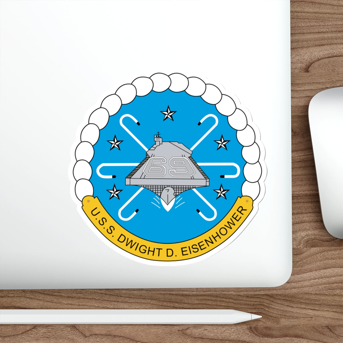 Die-Cut Vinyl Sticker - USS Dwight D. Eisenhower (CVN-69) Crest wo Txt