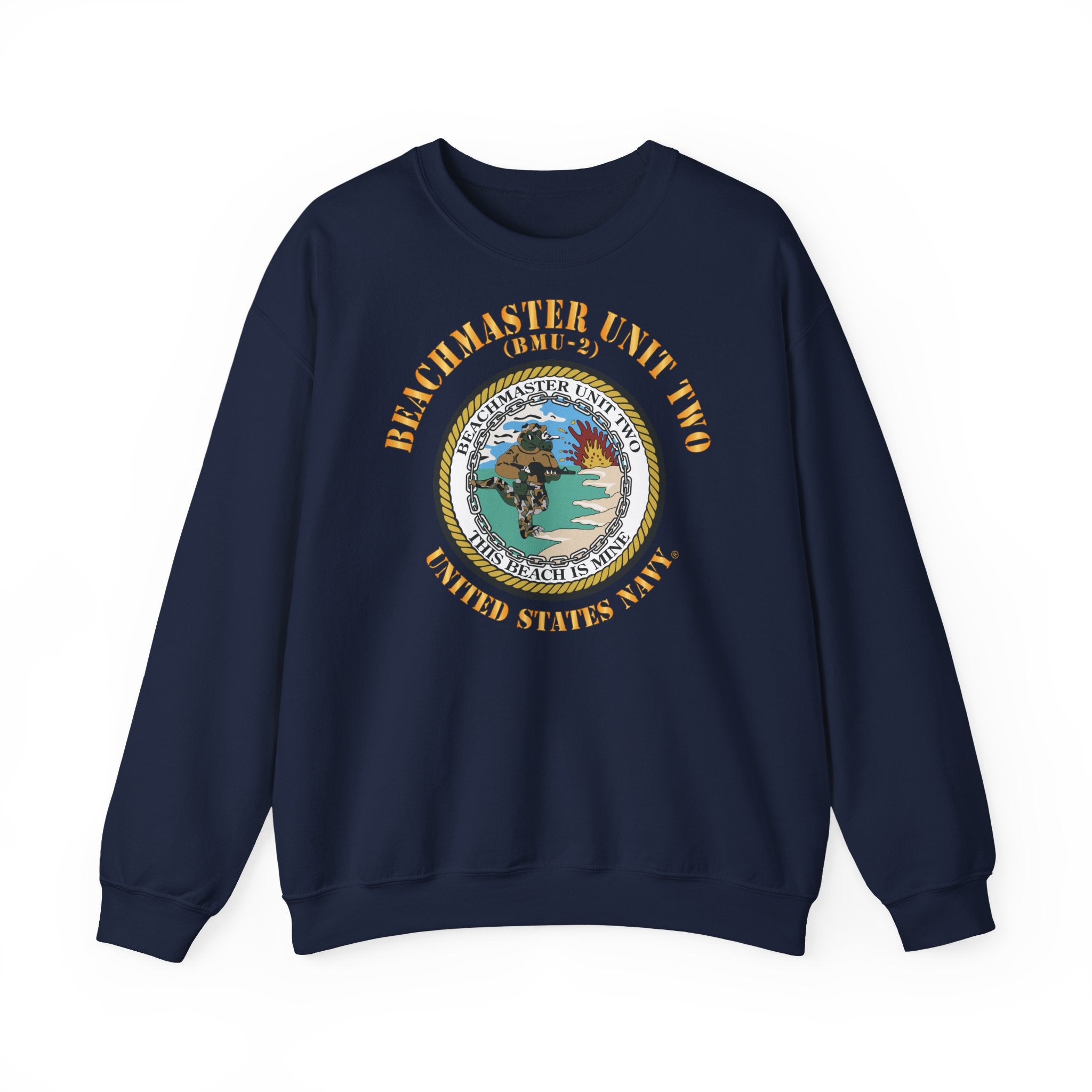 Unisex Heavy Blend™ Crewneck Sweatshirt - Navy - Beachmaster Unit Two (BMU-2) X 300