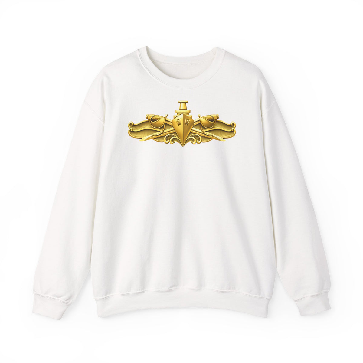 Unisex Heavy Blend™ Crewneck Sweatshirt - Navy - Badge - Surface Warfare Officer (SWO) wo txt - 3D - Enhanced