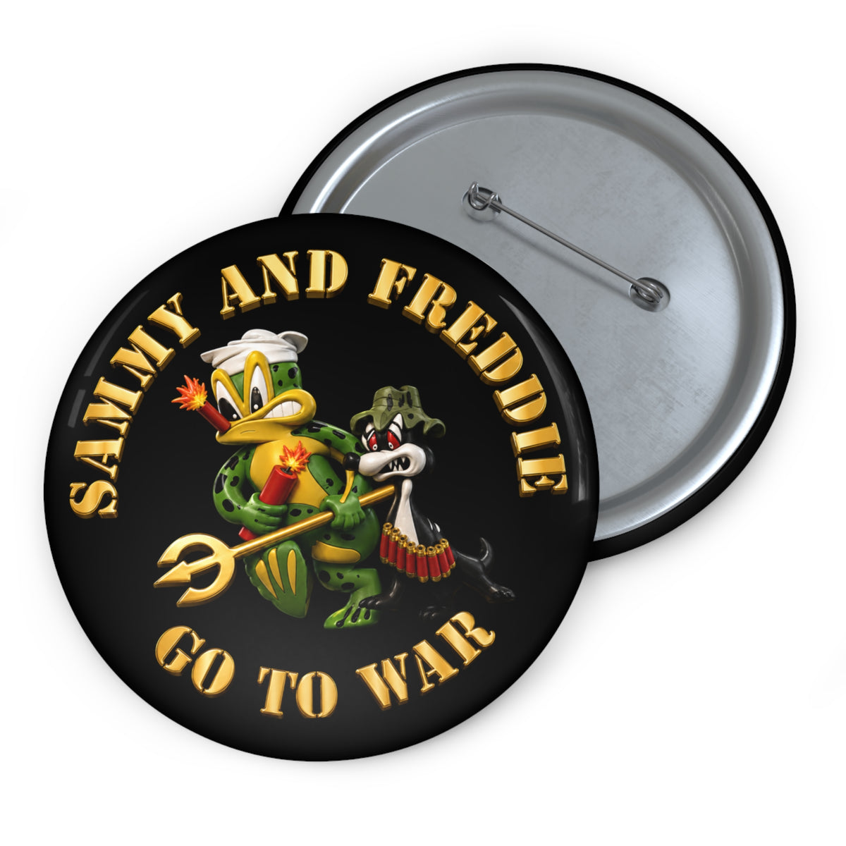 Pin Button - Navy - SOF - Sammy - Freddie - Go to War - 3D - Enhanced