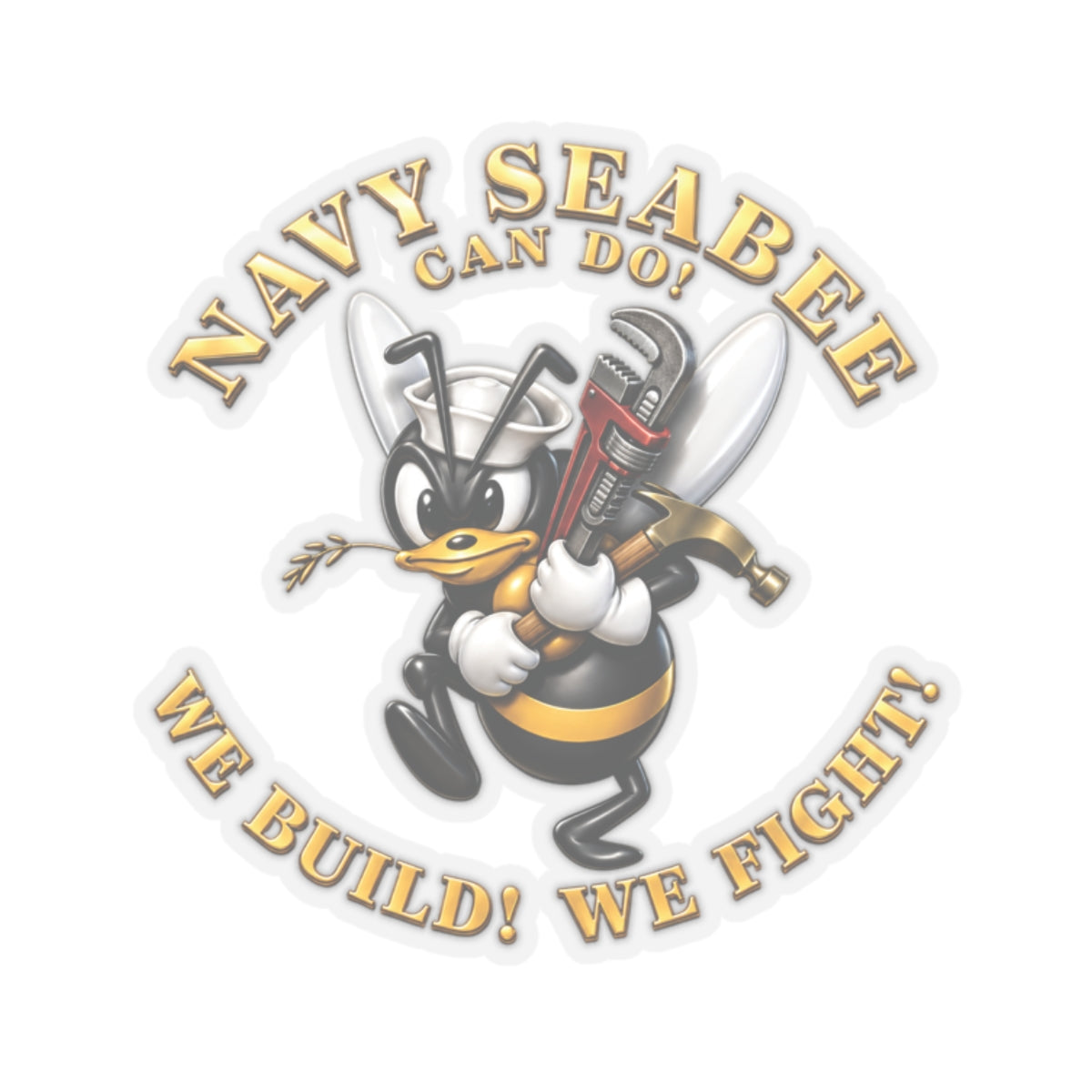 Kiss-Cut Stickers - Navy - Navy SeaBee - w Wrench and Hammer - 3D - Enhanced X 300