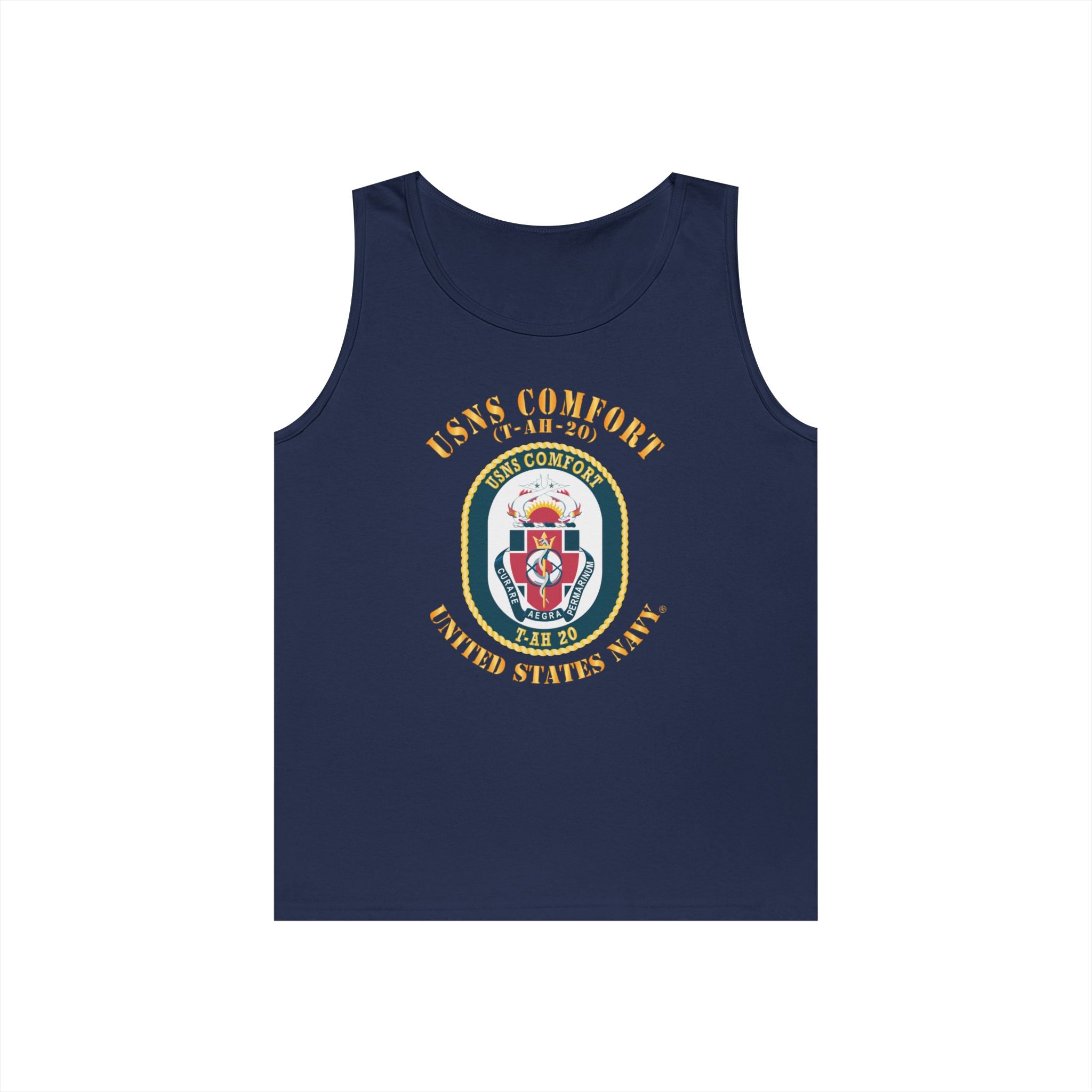Unisex Heavy Cotton Tank Top - Navy - USNS Comfort (T-AH-20)