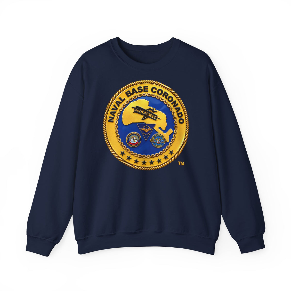 Unisex Heavy Blend™ Crewneck Sweatshirt -  Navy - Naval Base Coronado - Crest - 3D - Enhanced