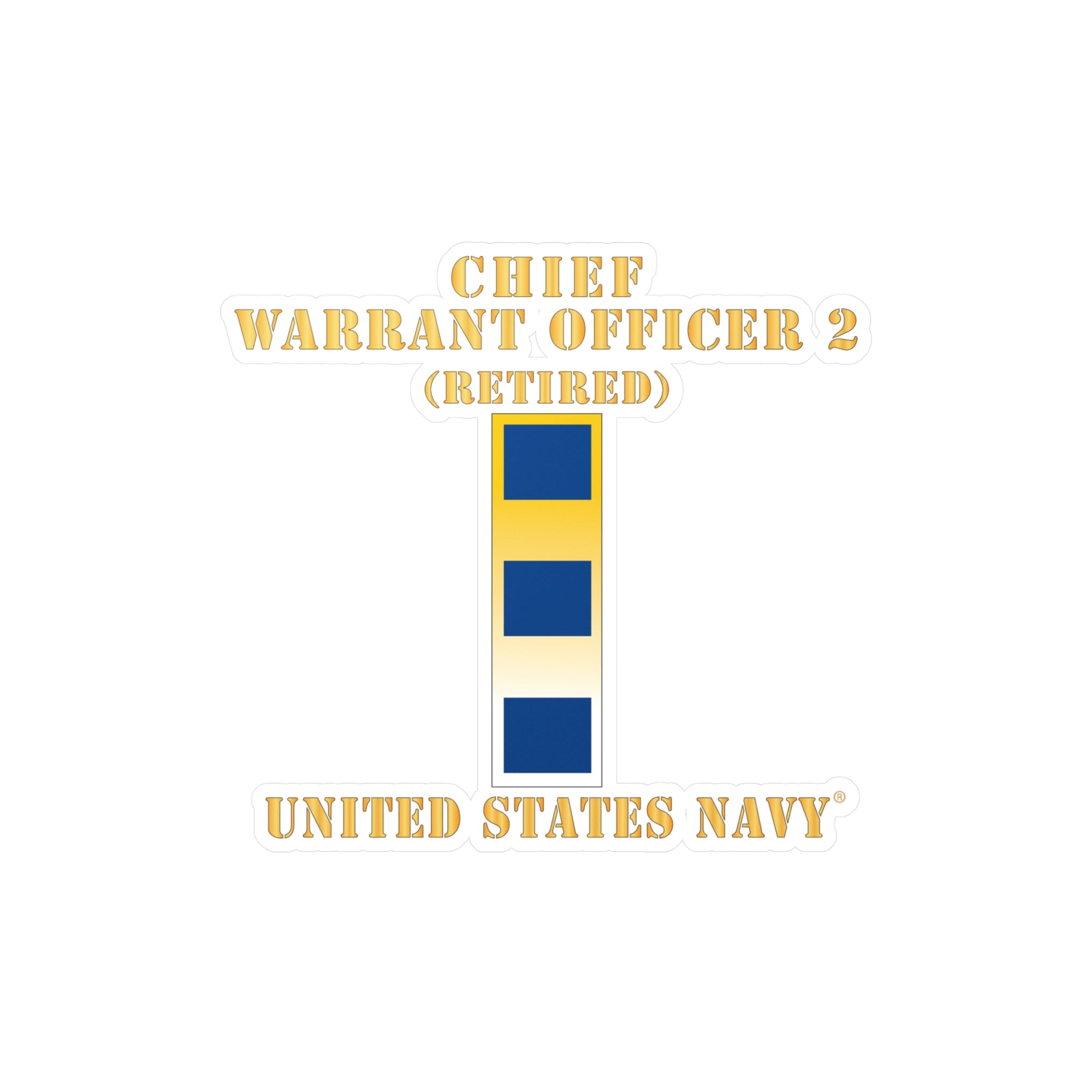 Kiss-Cut Vinyl Decal - Navy - Chief Warrant Officer 2 - CW02 - Retired