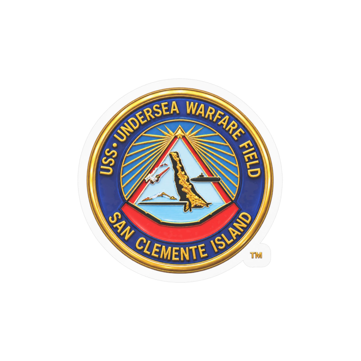 Kiss-Cut Vinyl Decal - Navy - USS Undersea Warfare Field - San Clemente Island - Crest - 3D - Enhanced
