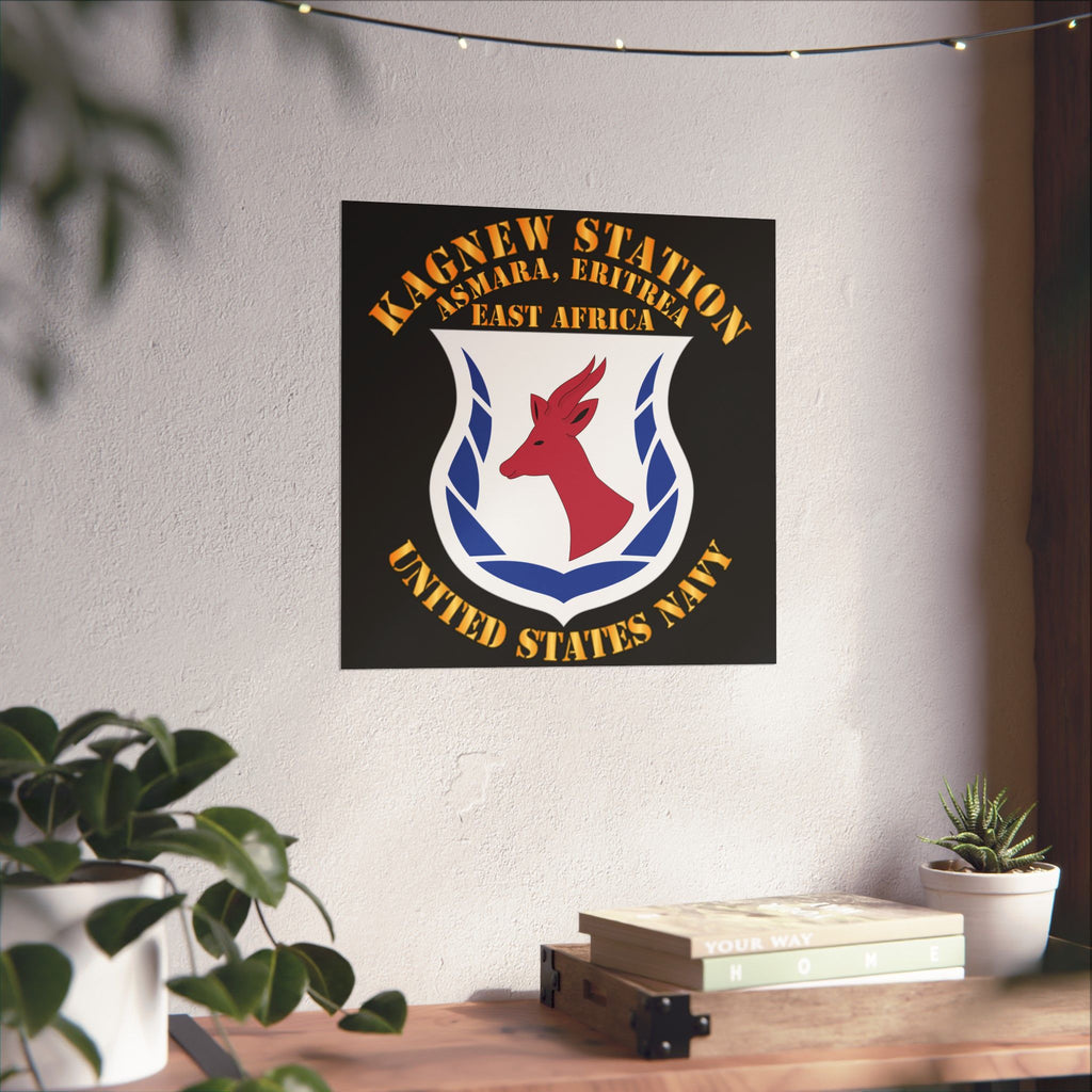 Kagnew Station Asmara Eritrea Navy Emblem Poster — Matte Vertical Wall Art