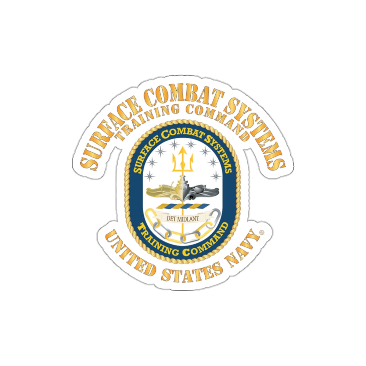 Die-Cut Vinyl Sticker - Navy - Surface Combat Systems Training Command - DET MIDLANT