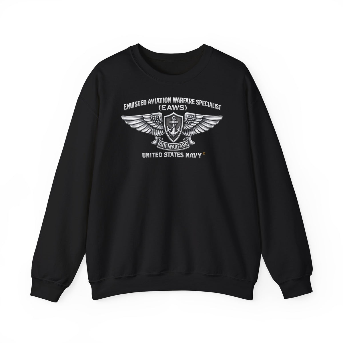 Unisex Heavy Blend™ Crewneck Sweatshirt - Navy - Badge - Enlisted Aviation Warfare Specialist