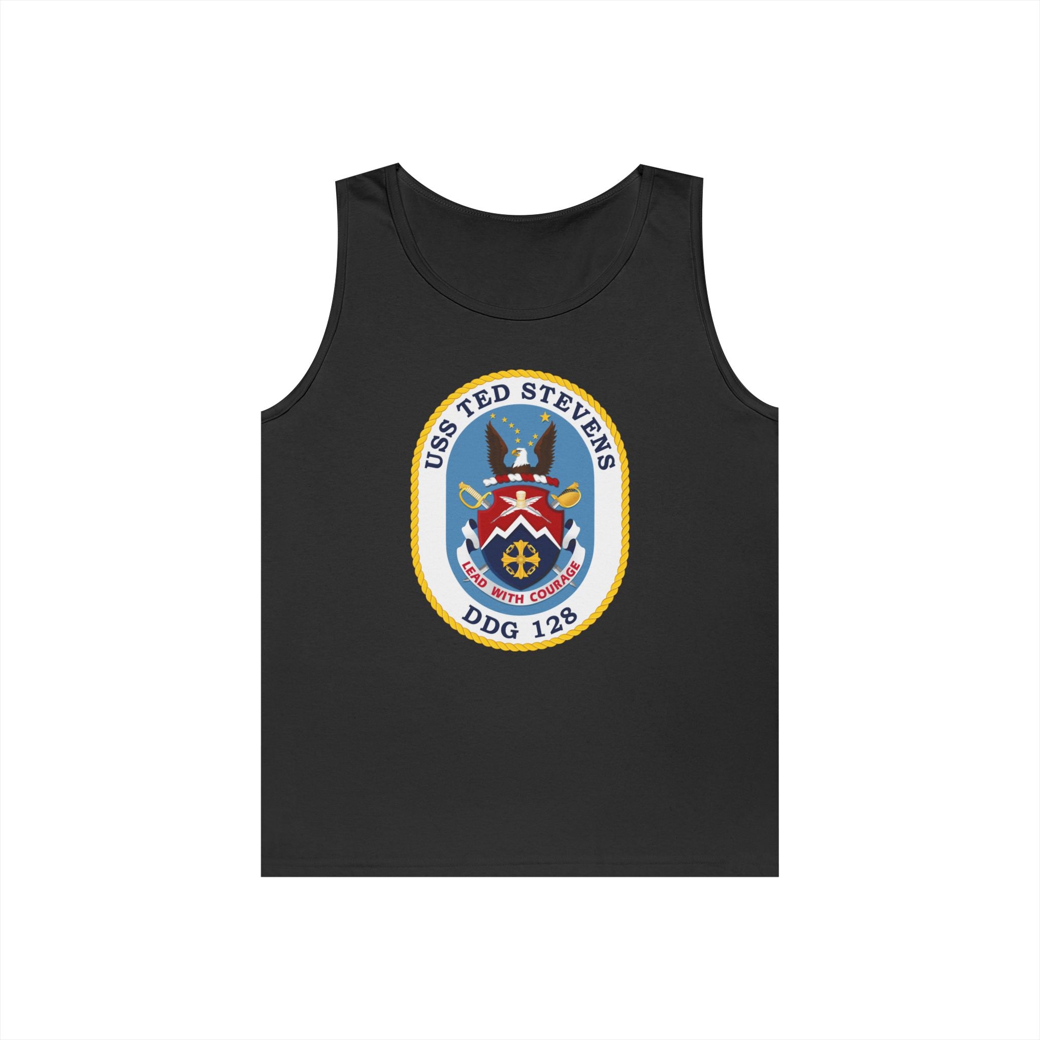 Unisex Heavy Cotton Tank Top - Navy - USS Ted Stevens (DDG-128) wo txt