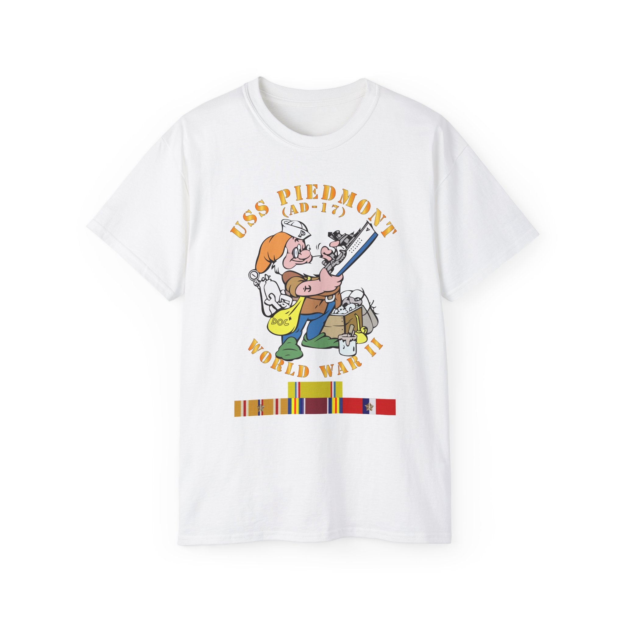 Unisex Ultra Cotton T-Shirt - Navy - USS Piedmont (AD-17) w PAC SVC WWII
