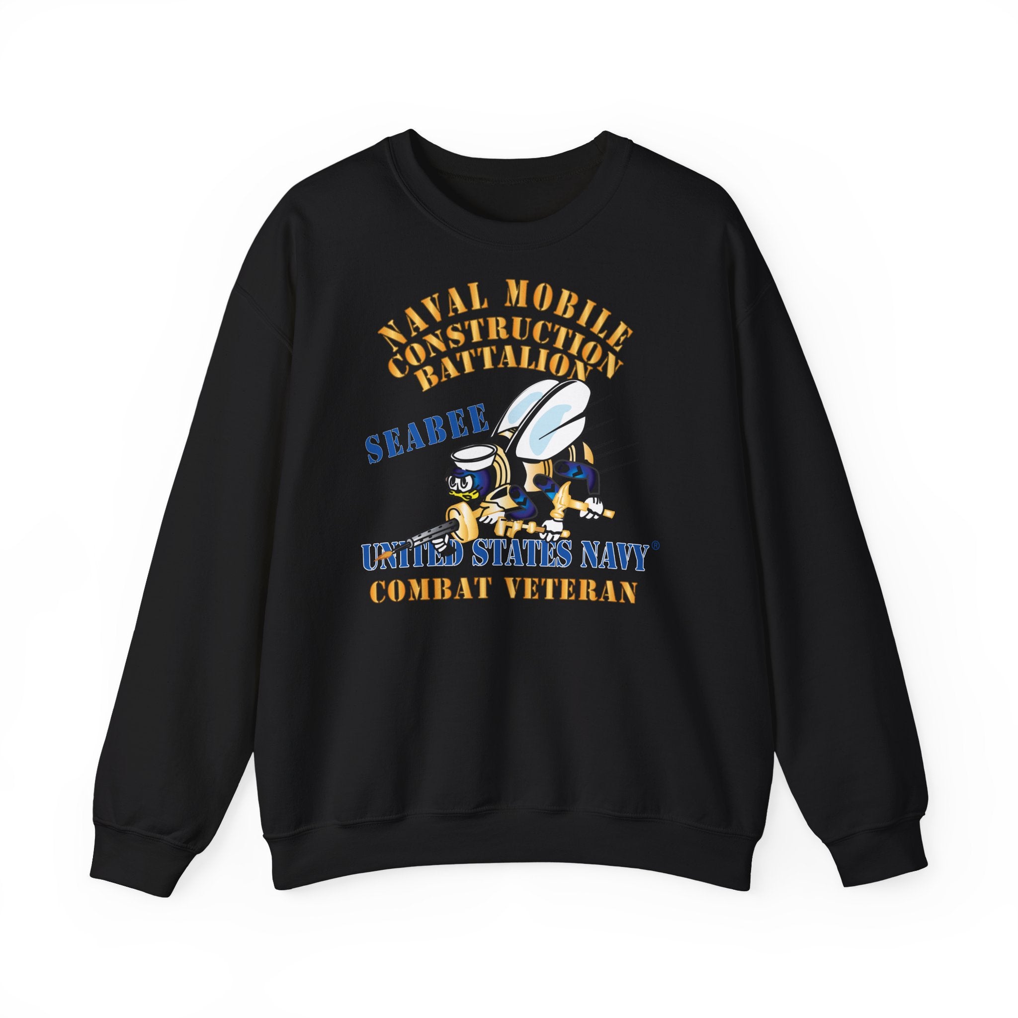 Unisex Heavy Blend™ Crewneck Sweatshirt - Navy - Seabee - Combat Veteran