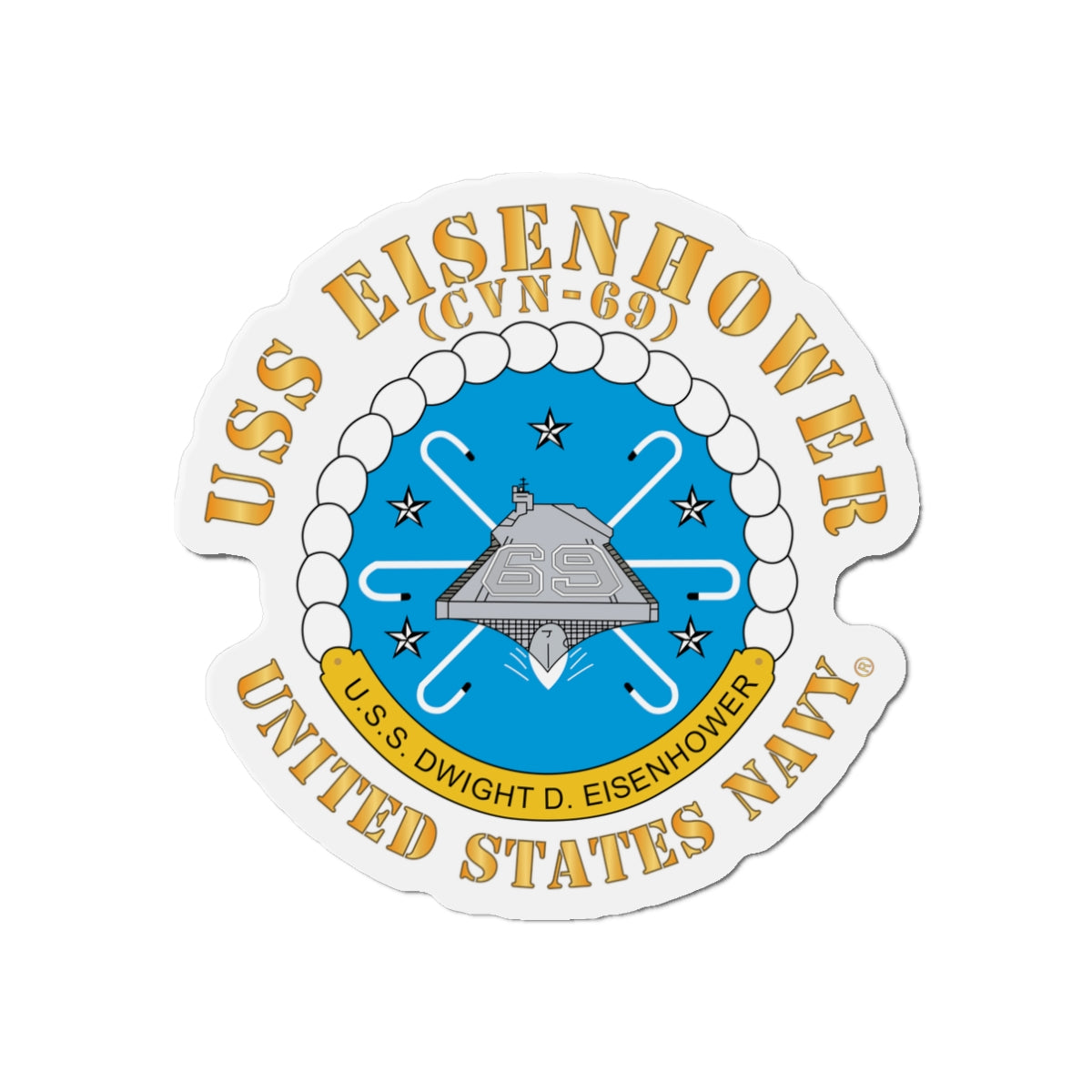 Die-Cut Magnet - USS Dwight D. Eisenhower (CVN-69) Crest with Txt