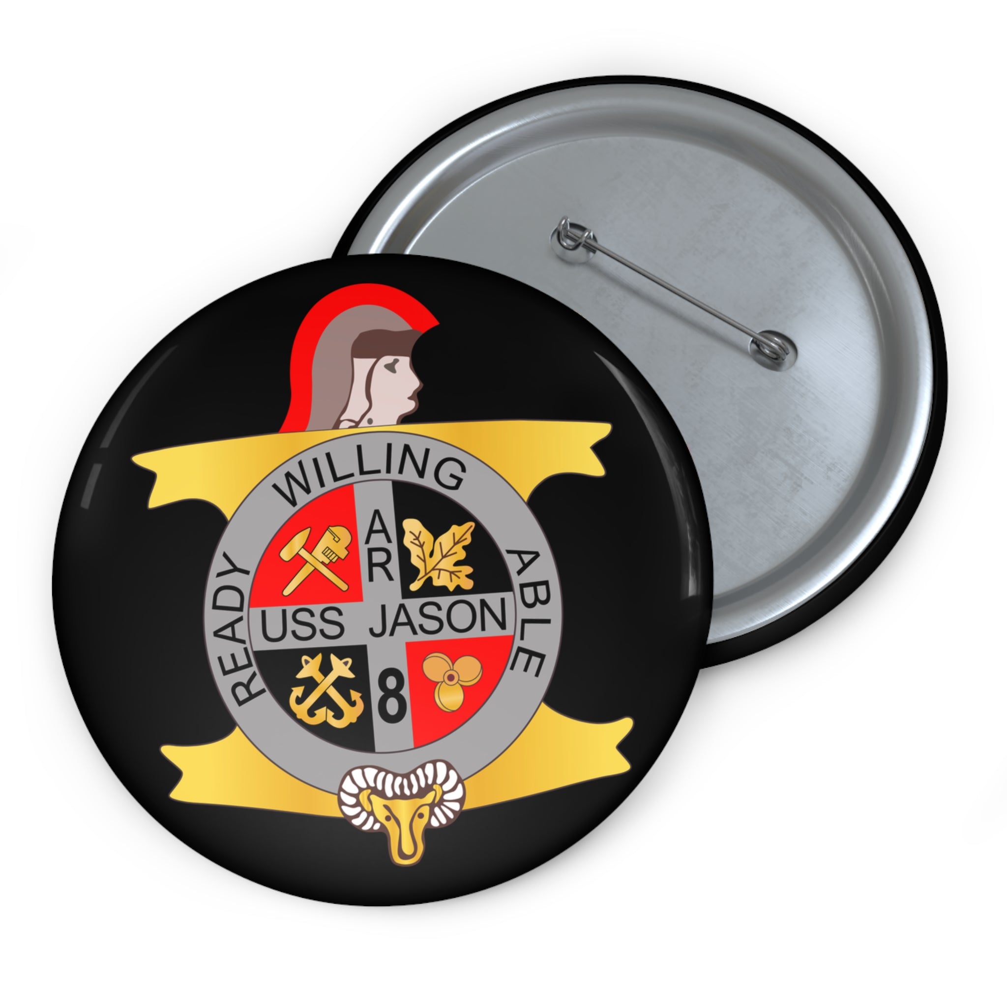 Custom Pin Button - Navy - USS Jason (AR-8) wo Txt