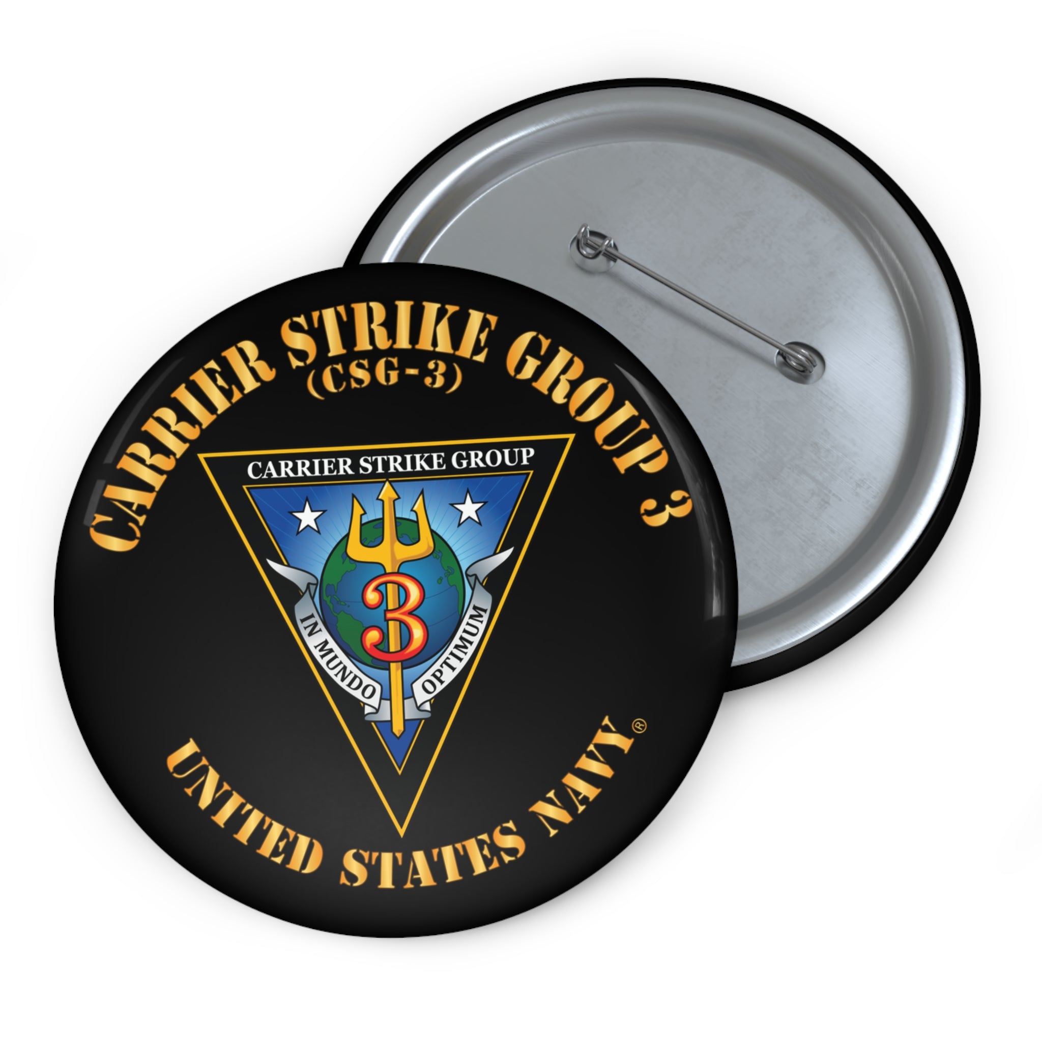 Custom Pin Button - Navy - Carrier Strike Group 3 (CSG-3)