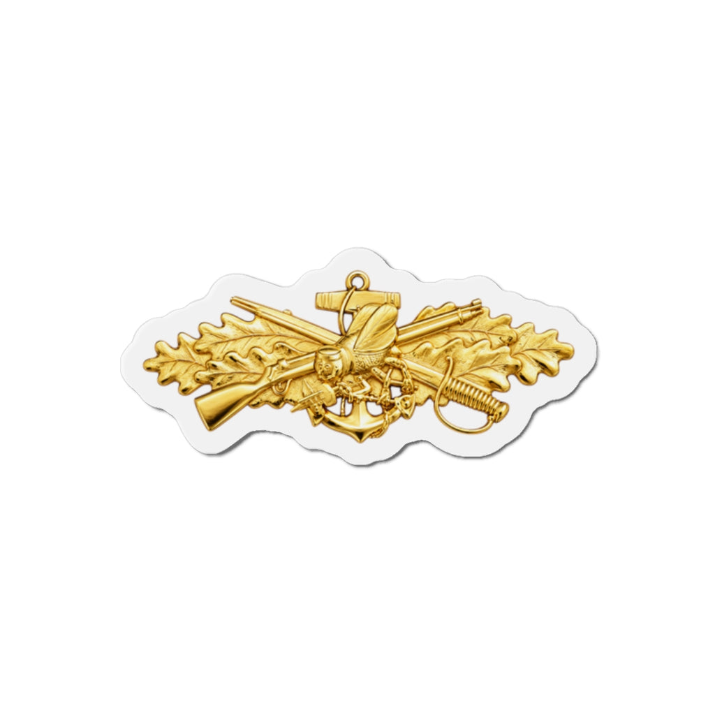 Die-Cut Magnet - Navy - Badge - Seabee combat warfare specialist wo txt - Officer - 3D - Enhanced