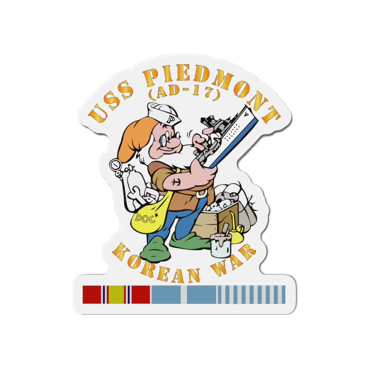 Die-Cut Magnet - Navy - USS Piedmont (AD-17) w KOREA SVC - Korean War